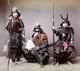 Japan: Three samurai posing in full armour. Hand coloured albumen print from the studio of Kusakabe Kimbe, Yokohama, c. 1890